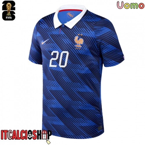 Francia Desire Doue #20 Prima Maglia Mondiali 2026 Manica Corta